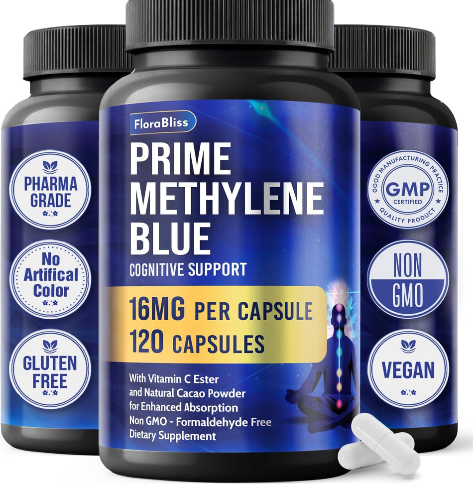 Methylene Blue Capsules - Natural Cacao and Vitamin C Ester for Added Support