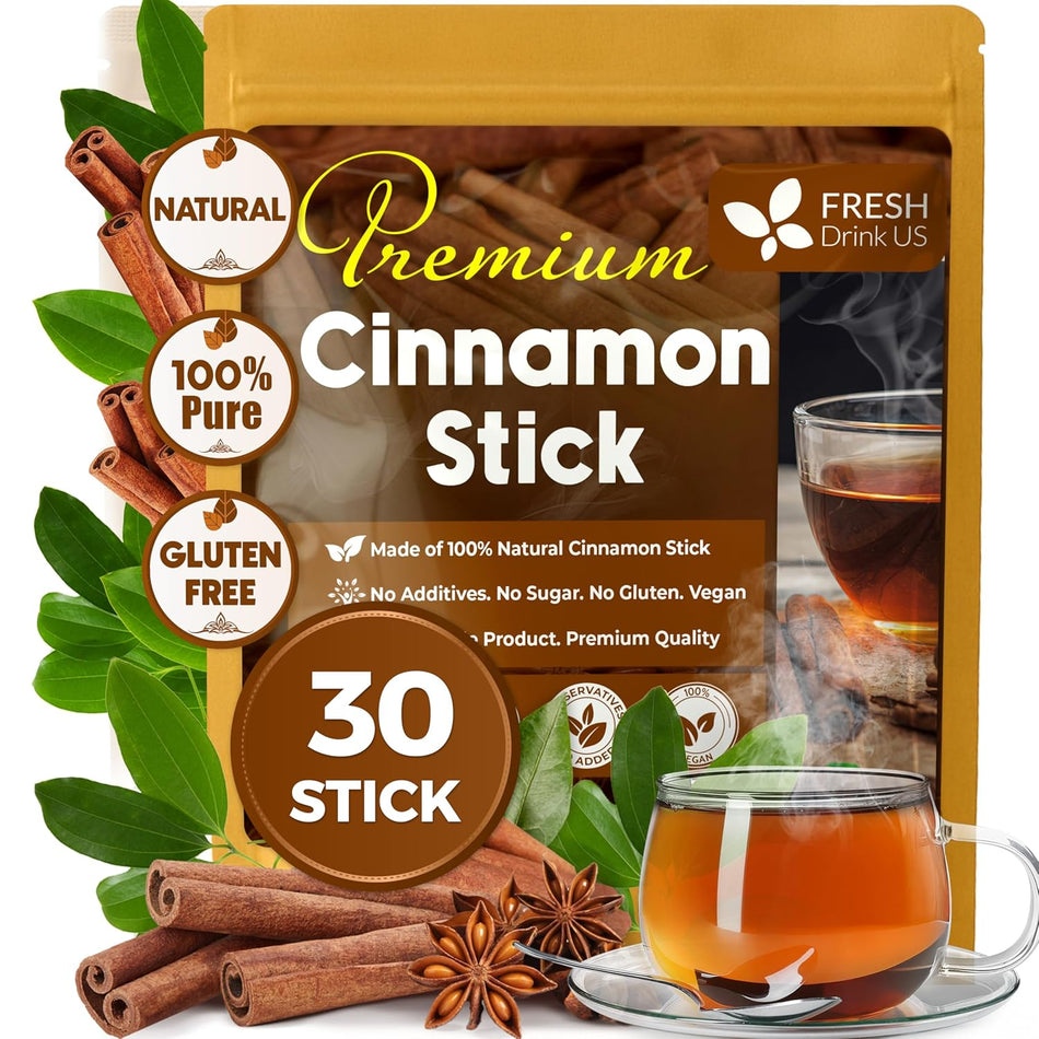 Cinnamon Sticks, Whole Sticks, 100% Natural & Pure Cinnamon Inner Bark, Raw Cinnamon Spice Flavor & Strong Aroma, Cinnamon Spice Herbal Tea, Perfect for Warm Beverages, No Additives, Vegan