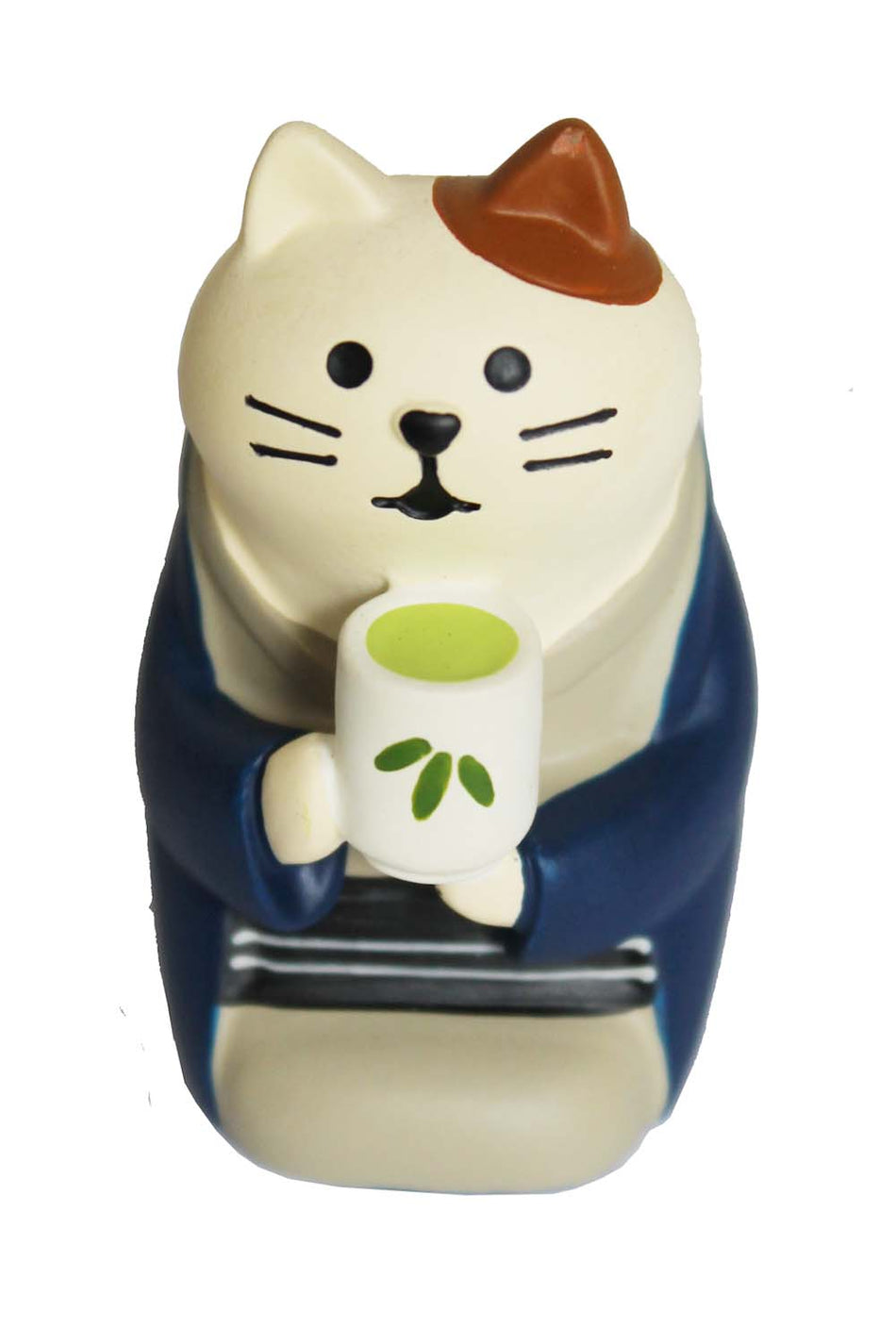 Adornment  Fat Cat with A Cup  Of Green Tea