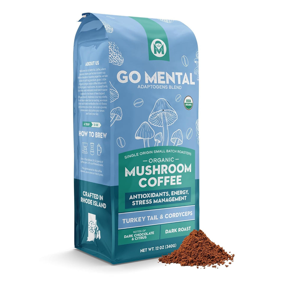 Turkey Tail & Cordyceps Mushroom Coffee Adaptogens Blend