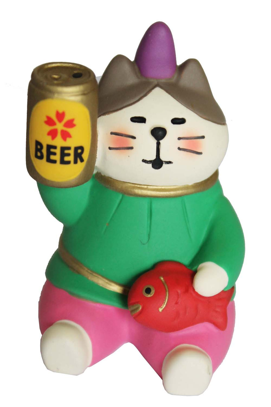 Adornment  Fat Cat with A can Of Beer
