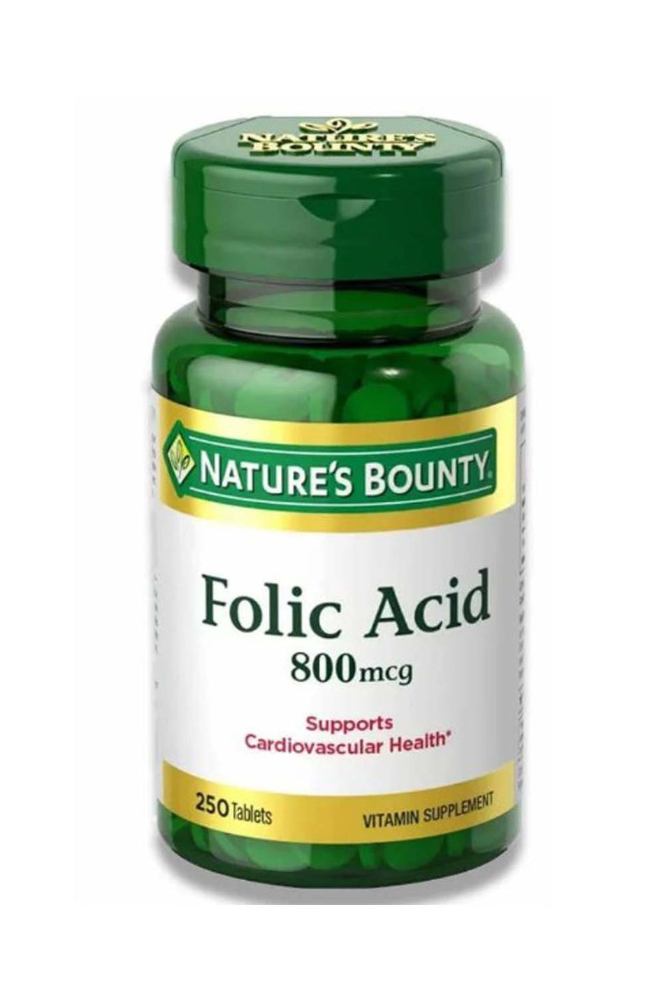 Nature's Bounty Folic Acid, Cardiovascular Health Vitamin Supplement - 250 Tablets